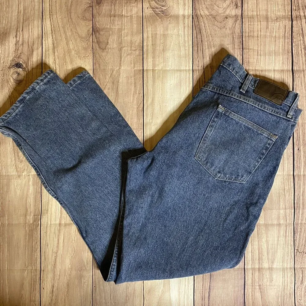 Magellan Outdoors 38x34 Blue Jeans Medium Wash Classic Heavy Denim Work Pants - Picture 9 of 11